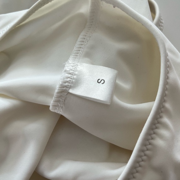 White One-Piece Swimsuit Deep V with Lace-up Front Size Small NWT - Picture 5 of 5